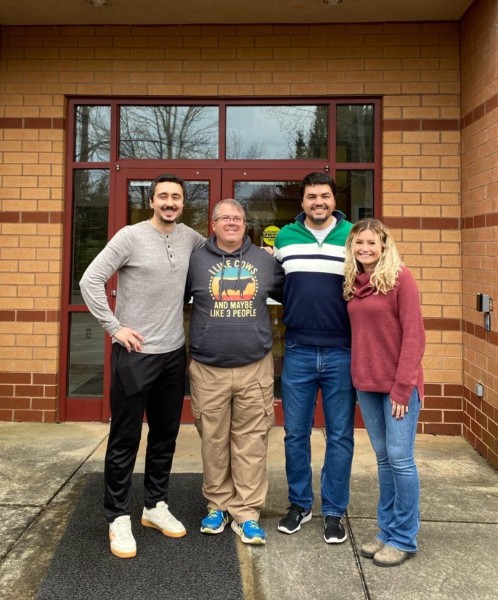 Pictured from left to right, Osman Koyun, Dr. Todd Callaway, Dr. Jeferson Lourenco, and Mikayla Dycus.